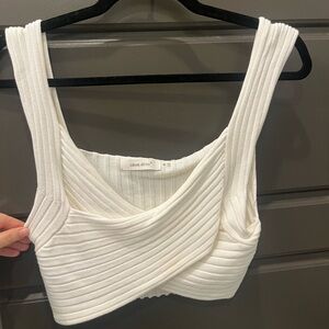 Women's White Ribbed Crop Top